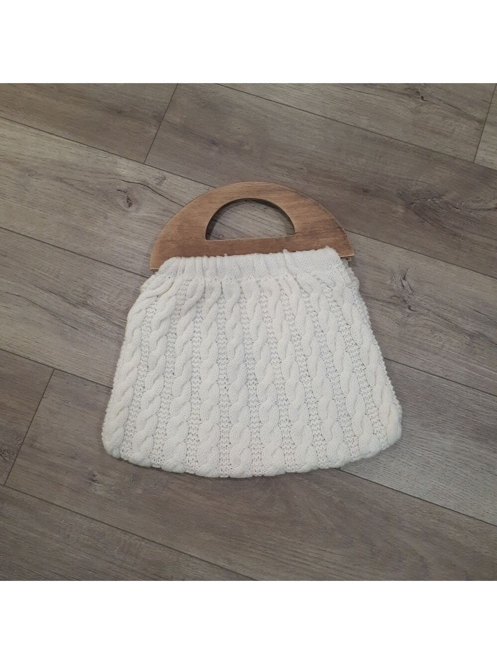 Vintage Handmade Cable Knit Granny Boho Purse
